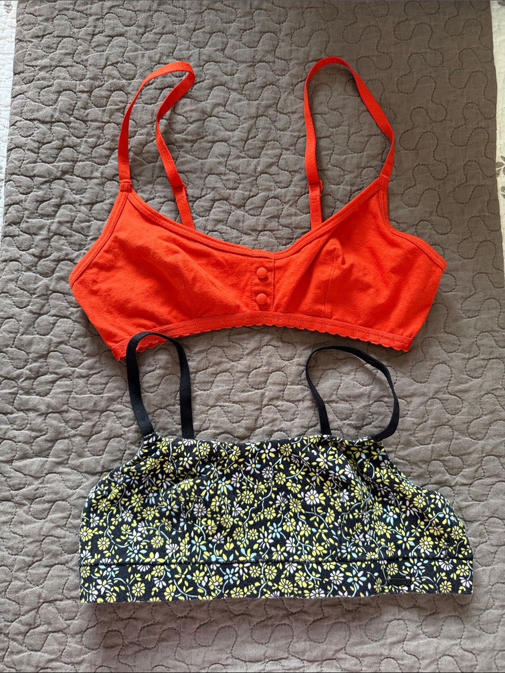 Savage X Fenty Orange Bralette & Black Floral Bralette Set